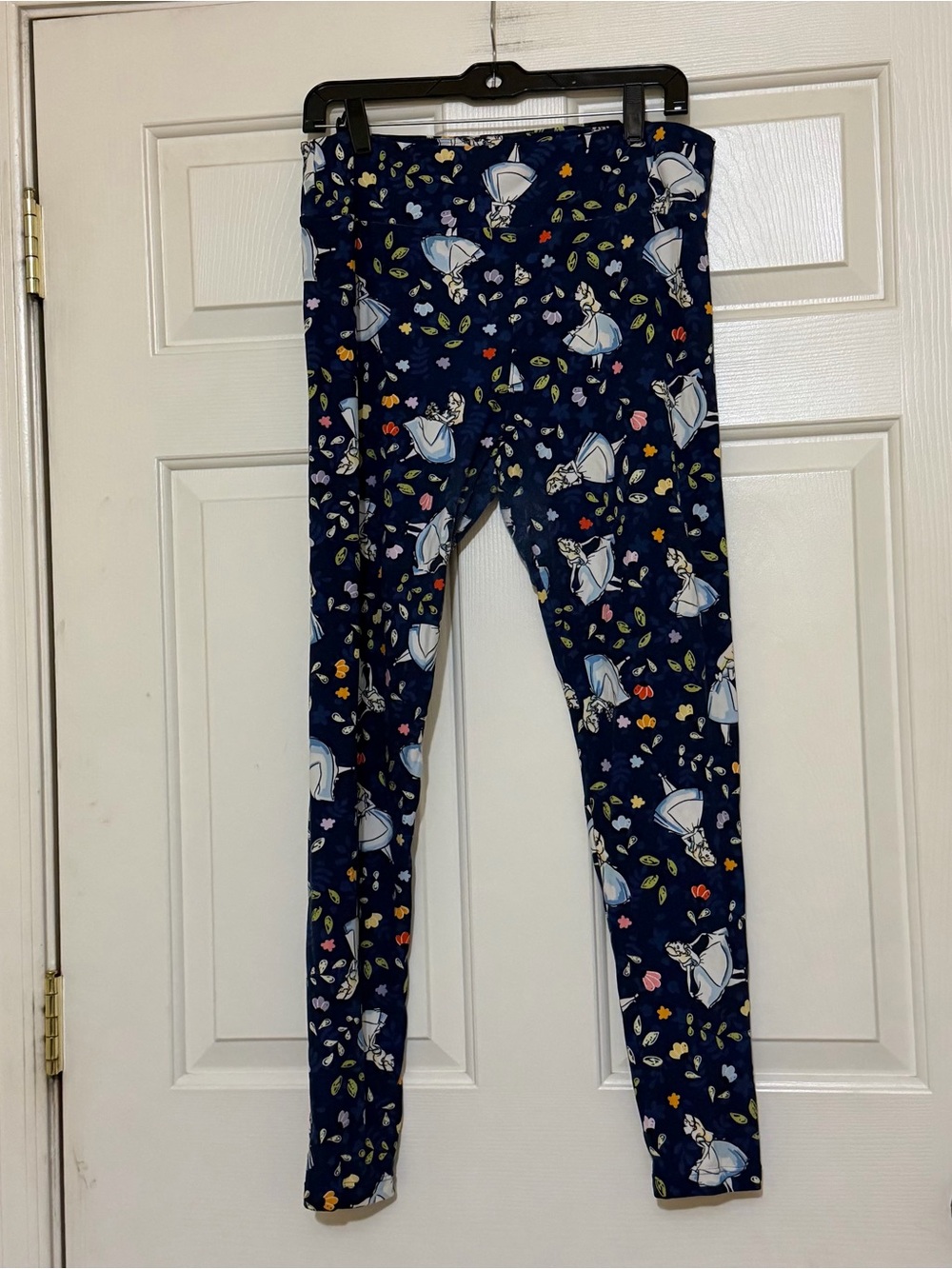 Disney LulaRoe Alice In Wonderland Navy Blue Patterned Leggings TC Tall Curvy